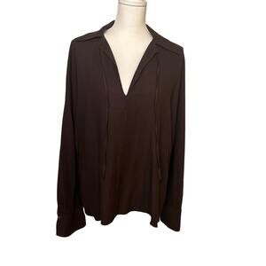 Vince womens plum wine tie neck collar viscose wool blend tunic size M